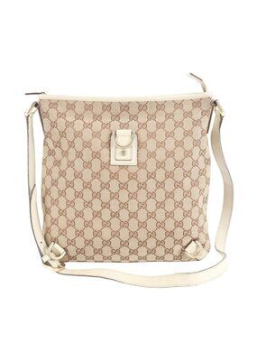 Gucci GG Canvas Abbey Leather Shoulder Bag Crossbody Ewe